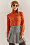 Women's Orange Turtleneck Knitwear Sweater Stk0015 - 3