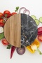 Round Glass Cutting Board with Wood and Marble Patterned , 30x30 cm - 4