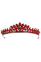 Crystal Jewelled Bridal Princess Crown, Leaf Model Queen Crown Red - 8