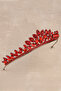 Crystal Jewelled Bridal Princess Crown, Leaf Model Queen Crown Red - 3