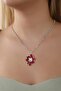 Geometric Waterway Fuchsia Stone Multi-Stone Jewelry Set Stone Design Necklace Earring Set - 2