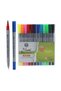 Brushpen Double Ended Brush Tip and Fineliner Tip 12 Colors PVC Package