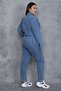 Women's Large Size Blue Buttoned Top Detailed Denim Jumpsuit 65n24068 - 2