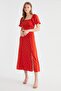 Tile Slit Midi Viscose Woven Polka Dot Blouse-Skirt Set Twoss20Au0097 - 7