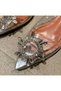 Women's Princess Silver Nude Tan Transparent Heeled Crystal Stone Daily Ballerina Shoes - 3