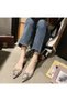 Women's Princess Silver Nude Tan Transparent Heeled Crystal Stone Daily Ballerina Shoes - 4