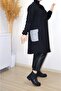 Women's Black Pocket Detailed Hijab Tunic - 3