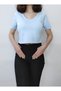 Women's Blue Crop V-Neck Cotton T-shirt