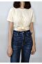 Women's Cream Basic Crew Neck 100% Cotton Short Sleeve T-shirt - 5