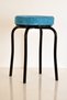 Blue Erasable Fabric Black Profile Stool Metal Stool Kitchen Stool Thick Stool