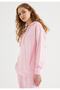 Women's Pink Oversize Fit Hooded Sweatshirt - 2