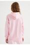 Women's Pink Oversize Fit Hooded Sweatshirt - 4