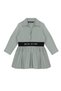 Girl's Organic Cotton Green Standard Fit Shirt Collar Elastic Mini Dress