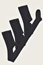 Black Color 3 Pack Plain Cotton Girls' Pantyhose - 3