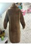 Beige long hooded cardigan with Welsoft zipper pocket - 3