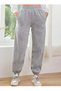 High Waist Women's Gray Sweatpants with Elastic Waist Pockets - 2