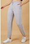 High Waist Women's Gray Sweatpants with Elastic Waist Pockets - 3