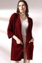 Women's Burgundy Oversize Model Long Pocket Knitwear Cardigan