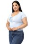 Plus Size Half Sleeve Camisole with Lacing Detail on the Chest Baby Blue Body - 6