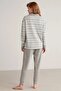 CATHERİNES POLO COLLAR LONG SLEEVE SOFT TEXTURED LONG SLEEVE WOMEN'S PAJAMA SET 2426 - 4