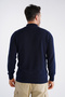 Navy Blue Men's 100% Cotton Zippered Stand Collar Knitwear Sweater - 7