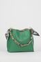 Women's Soft Leather 3-Compartment Hand, Arm, and Shoulder Bag with Black Scarf and Chain Accent - 5