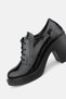 WOMEN'S BLACK Patent Leather GENUINE NATURAL LEATHER HEEL OXFORD SHOES - 6
