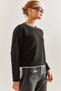 Women's Black and White Collared and Striped Knitwear Sweater 20234508 - 5