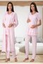 Women's Powder Design Princess Sleeved Cotton Maternity Maternity Dressing Gown Pajama Set - 3