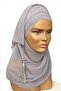 Bonnet Ready Turban Practical Stylish Scarf Hürrem Chiffon Tasseled Gray Wrapped Shawl Head Scarf Hijab Bonnet - 2