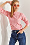 Women's Pink Turtleneck Ribbed Knitwear Sweater Stk0014 - 4
