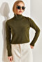 Women's Khaki Turtleneck Knitwear Sweater Stk0015 - 2