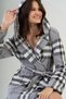 Women's Hooded Fleece Gray Dressing Gown C2T0N3O091 - 2