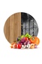 Round Glass Cutting Board with Wood and Marble Patterned , 30x30 cm