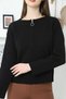 Women's Black Steel Knit Zipper Knitwear Cardigan