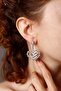 Silver Color Stone Heart Patterned 3 Piece Set Waterway Necklace, Earrings and Bracelet Stone Stylish Set - 5