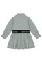 Girl's Organic Cotton Green Standard Fit Shirt Collar Elastic Mini Dress - 2