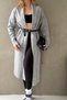 Women's Gray Standard Size Shirt Collar Knitwear Cardigan - 3