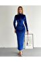 Velvet Drape Dress with Chest Detail - 3