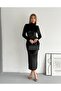 Velvet Drape Dress with Chest Detail - 4