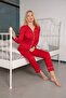 New Year's Women's Cotton Buttoned Pajamas Set Red New Year's Collection - 3