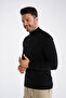 Dark Gray Men's Cotton Zippered Stand Collar Knitwear Sweater - 2
