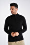 Dark Gray Men's Cotton Zippered Stand Collar Knitwear Sweater