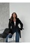 New Season Women's Inner Zipper Belt Detail ZR Leather Suede Coat - 3