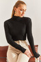 Women's Black Turtleneck Piece Sweater 20234264