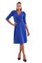 Women's Short Sleeve Double Breasted Collar Crepe Fabric Sash Detailed Blue Kiloş Dress 073 - 3