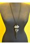STONE EMBROIDERED NECKLACE WITH wicker CHAIN WOMEN'S NECKLACE - 3