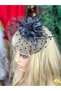 Vintage Custom Design Bridal Wedding Veil Floral Gauzy Hat Hair Accessory with Collet Cap Clasp Black - 4