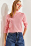 Women's Pink Turtleneck Knitwear Sweater Stk0015 - 3
