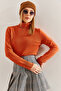 Women's Orange Turtleneck Knitwear Sweater Stk0015
